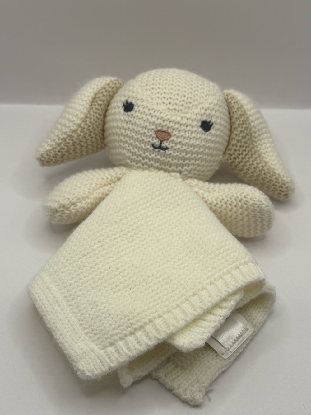 Modern Baby Cream Knit Baby Lovey Blanket Plush